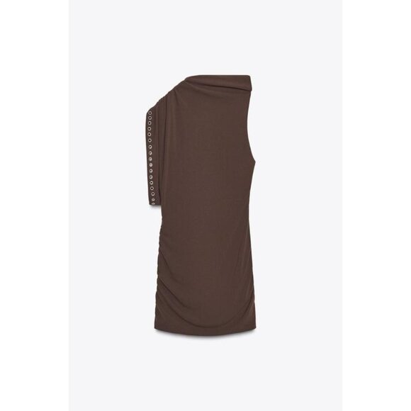 ZARA ASYMMETRIC RUFFLE SHORT DRESS - Picture 3 of 4